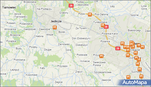 mapa Dobieszyn gmina Jedlicze, Dobieszyn gmina Jedlicze na mapie Targeo