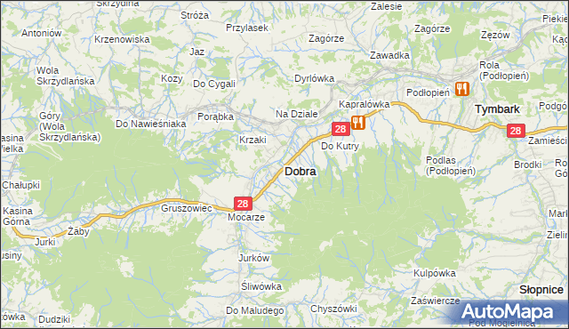 mapa Dobra powiat limanowski, Dobra powiat limanowski na mapie Targeo