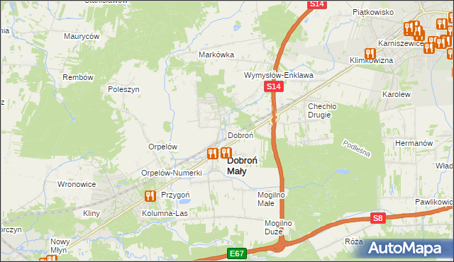 mapa Dobroń, Dobroń na mapie Targeo