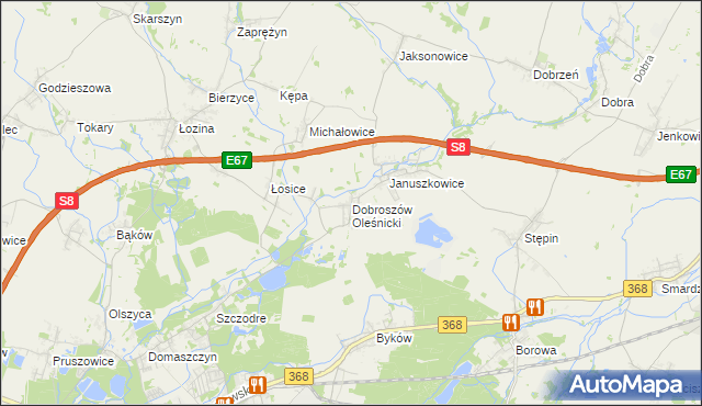 mapa Dobroszów Oleśnicki, Dobroszów Oleśnicki na mapie Targeo