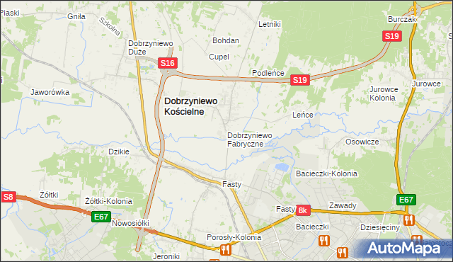 mapa Dobrzyniewo Fabryczne, Dobrzyniewo Fabryczne na mapie Targeo