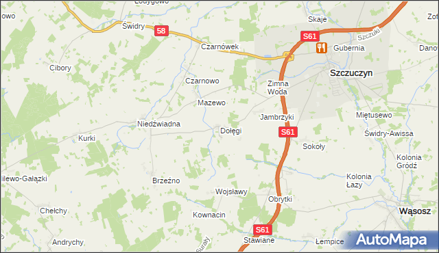 mapa Dołęgi, Dołęgi na mapie Targeo