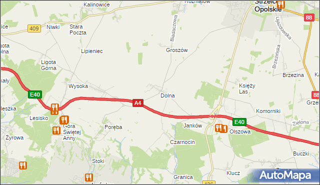 mapa Dolna gmina Leśnica, Dolna gmina Leśnica na mapie Targeo