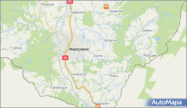 mapa Dolnik gmina Międzylesie, Dolnik gmina Międzylesie na mapie Targeo