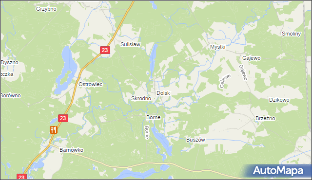 mapa Dolsk gmina Dębno, Dolsk gmina Dębno na mapie Targeo