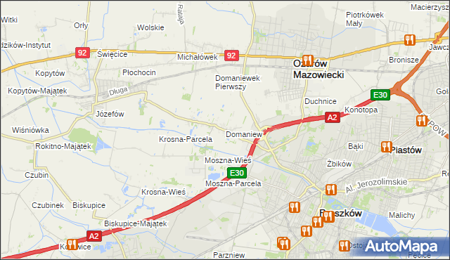 mapa Domaniew gmina Brwinów, Domaniew gmina Brwinów na mapie Targeo
