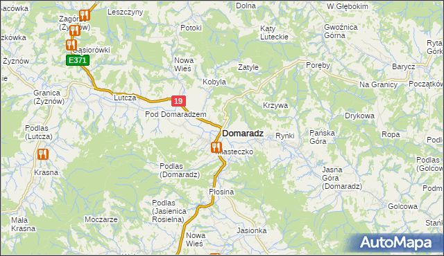 mapa Domaradz powiat brzozowski, Domaradz powiat brzozowski na mapie Targeo