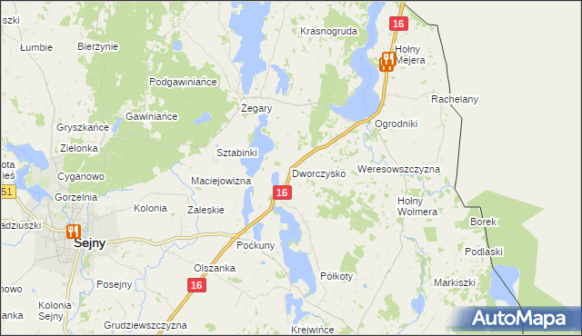 mapa Dworczysko gmina Sejny, Dworczysko gmina Sejny na mapie Targeo