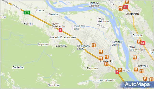 mapa Dziekanów Leśny, Dziekanów Leśny na mapie Targeo