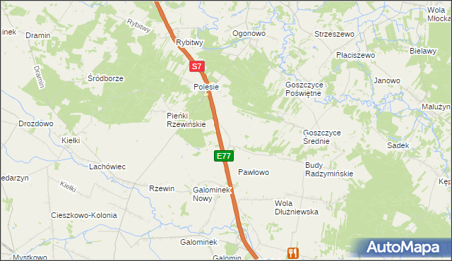 mapa Dziektarzewo-Wylaty, Dziektarzewo-Wylaty na mapie Targeo