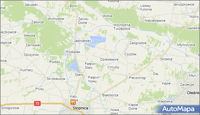 mapa Dziesławice gmina Stopnica, Dziesławice gmina Stopnica na mapie Targeo