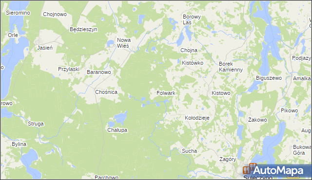 mapa Folwark gmina Parchowo, Folwark gmina Parchowo na mapie Targeo