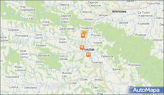 mapa Frysztak, Frysztak na mapie Targeo