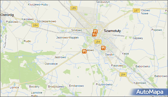 mapa Gałowo gmina Szamotuły, Gałowo gmina Szamotuły na mapie Targeo