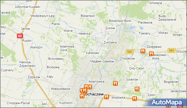 mapa Gawłów gmina Sochaczew, Gawłów gmina Sochaczew na mapie Targeo