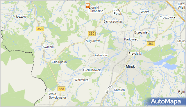 mapa Giebułtów gmina Mirsk, Giebułtów gmina Mirsk na mapie Targeo