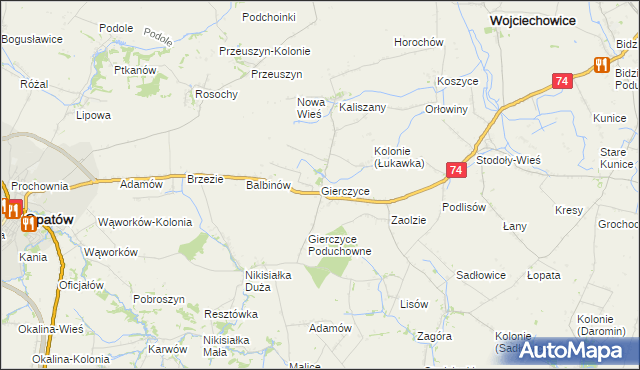 mapa Gierczyce gmina Wojciechowice, Gierczyce gmina Wojciechowice na mapie Targeo