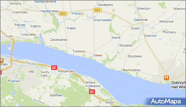 mapa Glewo gmina Dobrzyń nad Wisłą, Glewo gmina Dobrzyń nad Wisłą na mapie Targeo