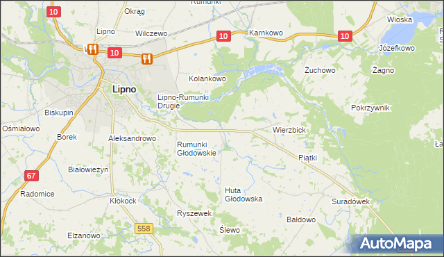 mapa Głodowo gmina Lipno, Głodowo gmina Lipno na mapie Targeo