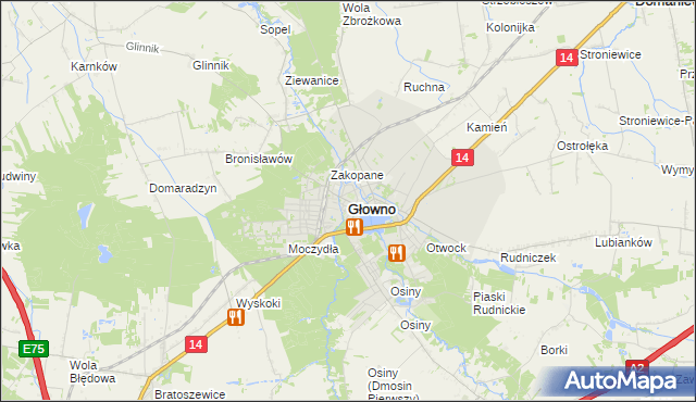 mapa Głowno, Głowno na mapie Targeo