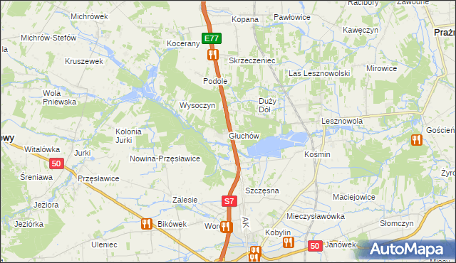 mapa Głuchów gmina Grójec, Głuchów gmina Grójec na mapie Targeo