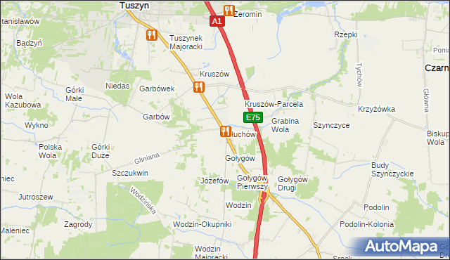 mapa Głuchów gmina Tuszyn, Głuchów gmina Tuszyn na mapie Targeo