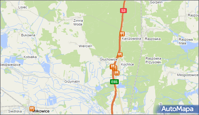 mapa Głuchowice, Głuchowice na mapie Targeo