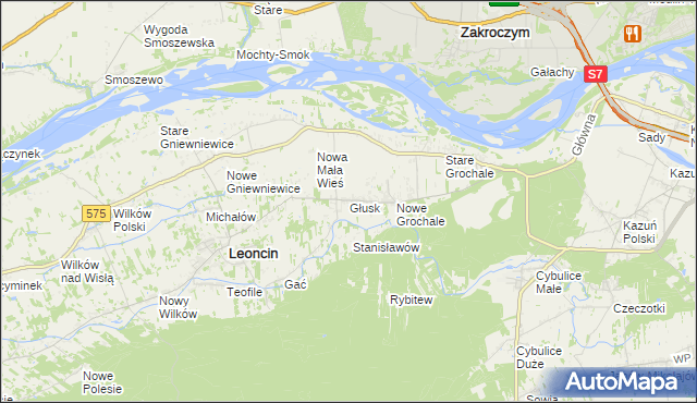 mapa Głusk gmina Leoncin, Głusk gmina Leoncin na mapie Targeo