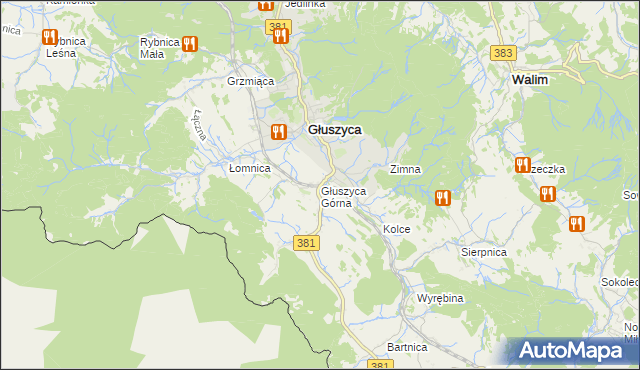 mapa Głuszyca Górna, Głuszyca Górna na mapie Targeo