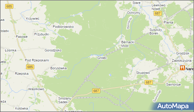 mapa Gnilec, Gnilec na mapie Targeo