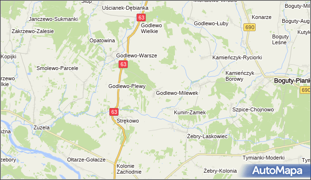 mapa Godlewo-Milewek, Godlewo-Milewek na mapie Targeo
