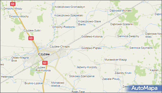 mapa Godlewo-Piętaki, Godlewo-Piętaki na mapie Targeo