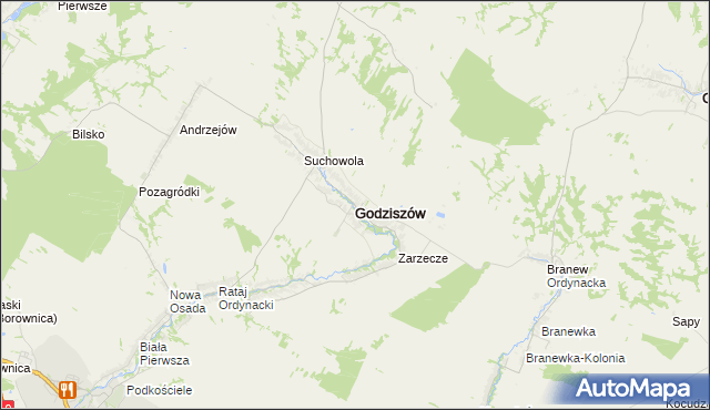 mapa Godziszów powiat janowski, Godziszów powiat janowski na mapie Targeo