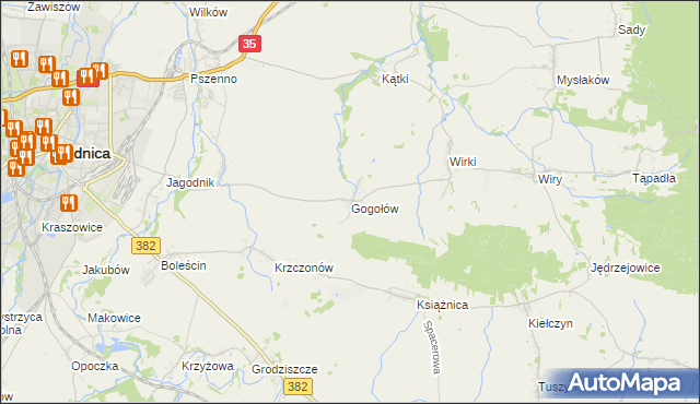 mapa Gogołów gmina Świdnica, Gogołów gmina Świdnica na mapie Targeo