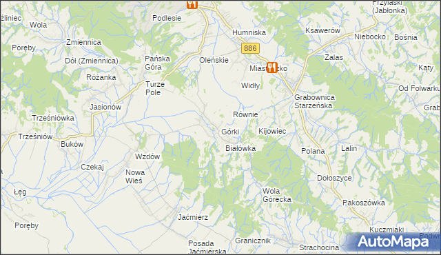 mapa Górki gmina Brzozów, Górki gmina Brzozów na mapie Targeo
