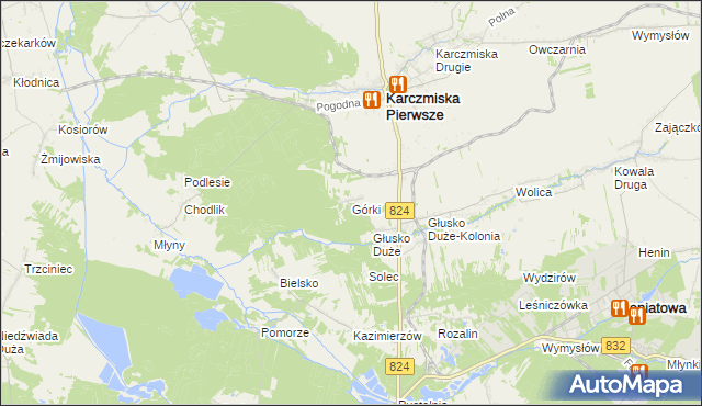 mapa Górki gmina Karczmiska, Górki gmina Karczmiska na mapie Targeo