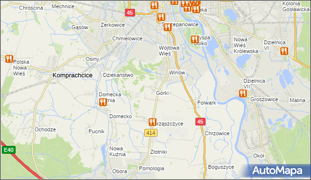 mapa Górki gmina Prószków, Górki gmina Prószków na mapie Targeo