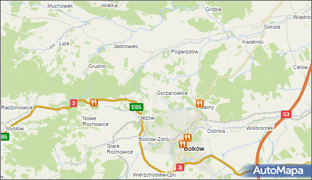 mapa Gorzanowice, Gorzanowice na mapie Targeo