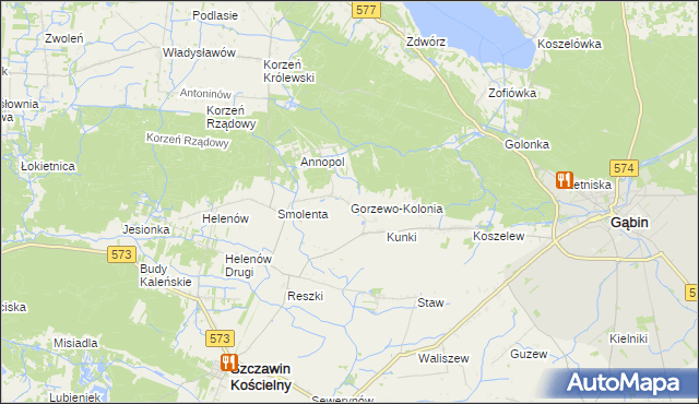 mapa Gorzewo-Kolonia, Gorzewo-Kolonia na mapie Targeo