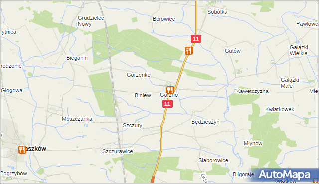 mapa Górzno gmina Ostrów Wielkopolski, Górzno gmina Ostrów Wielkopolski na mapie Targeo