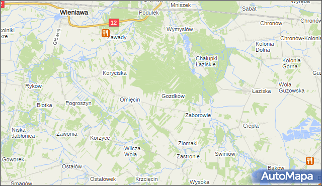 mapa Gozdków gmina Orońsko, Gozdków gmina Orońsko na mapie Targeo