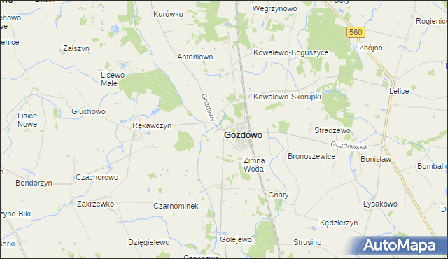 mapa Gozdowo powiat sierpecki, Gozdowo powiat sierpecki na mapie Targeo