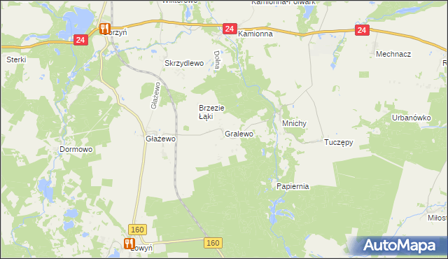 mapa Gralewo gmina Międzychód, Gralewo gmina Międzychód na mapie Targeo