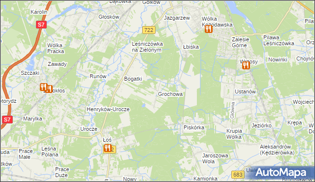 mapa Grochowa gmina Piaseczno, Grochowa gmina Piaseczno na mapie Targeo