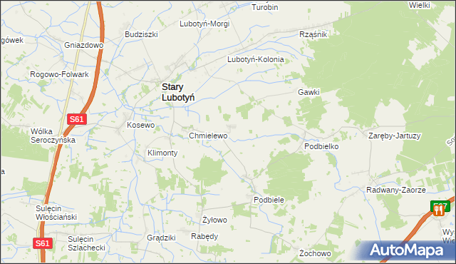 mapa Gumowo gmina Stary Lubotyń, Gumowo gmina Stary Lubotyń na mapie Targeo