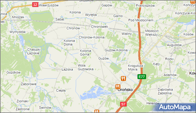 mapa Guzów gmina Orońsko, Guzów gmina Orońsko na mapie Targeo