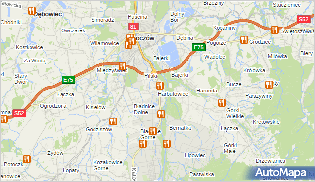 mapa Harbutowice gmina Skoczów, Harbutowice gmina Skoczów na mapie Targeo