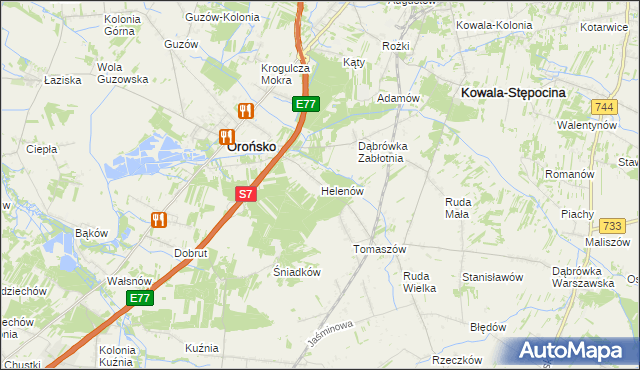 mapa Helenów gmina Orońsko, Helenów gmina Orońsko na mapie Targeo