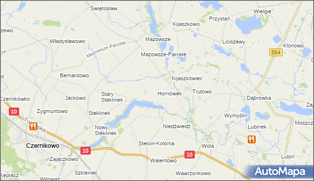 mapa Hornówek gmina Kikół, Hornówek gmina Kikół na mapie Targeo
