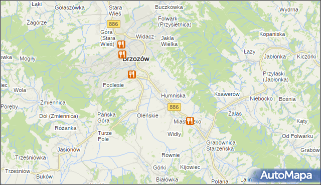 mapa Humniska, Humniska na mapie Targeo